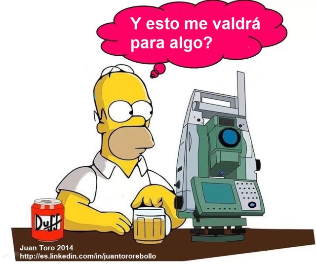 Homer Simpson y una Estación Total